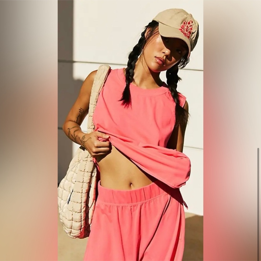 Sleeveless Coral Pink Relaxed Top & Pants Set - Women NWT Xsmall💓 - Picture 4 of 4